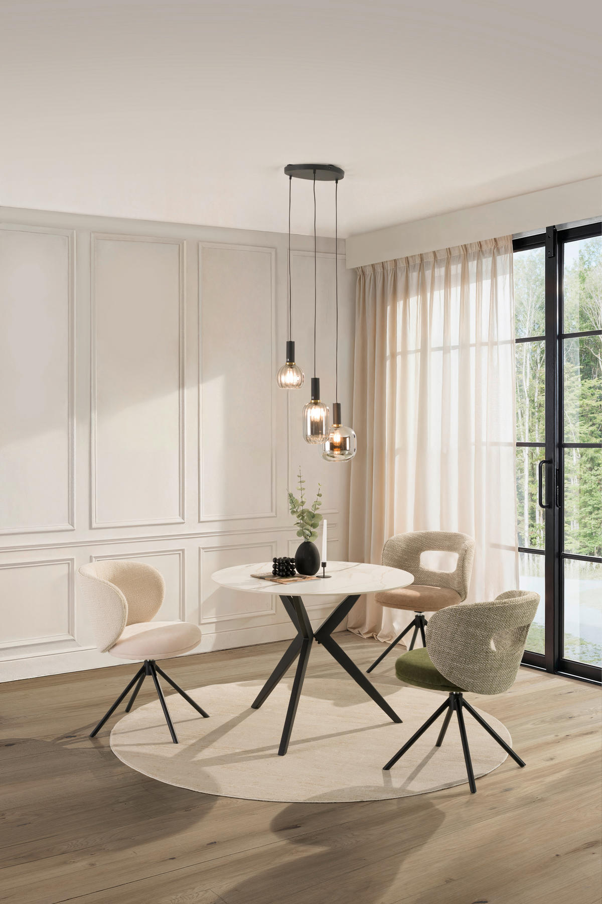 MATBORD i metall, keramik 100/100/76 cm   - vit/beige, Design, metall/keramik (100/100/76cm) - Xora