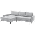 ECKSOFA  in Cord Hellgrau  173/280 cm  - Hellgrau/Schwarz, KONVENTIONELL, Textil/Metall (173/280cm) - Hom`in