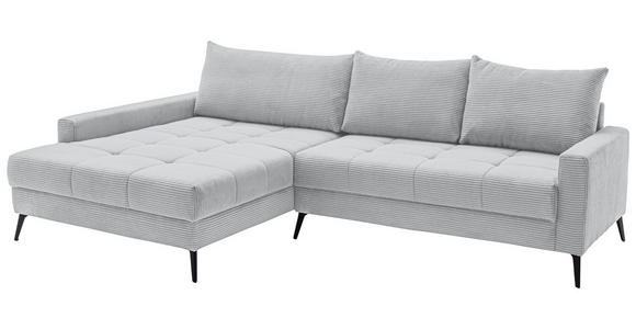 ECKSOFA  in Cord Hellgrau  173/280 cm  - Hellgrau/Schwarz, KONVENTIONELL, Textil/Metall (173/280cm) - Hom`in
