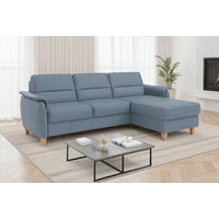ROHOVÁ SEDAČKA, koža, sivomodrá - sivomodrá/farba duba, Basics, koža/drevo (244/163cm) - Sit & More