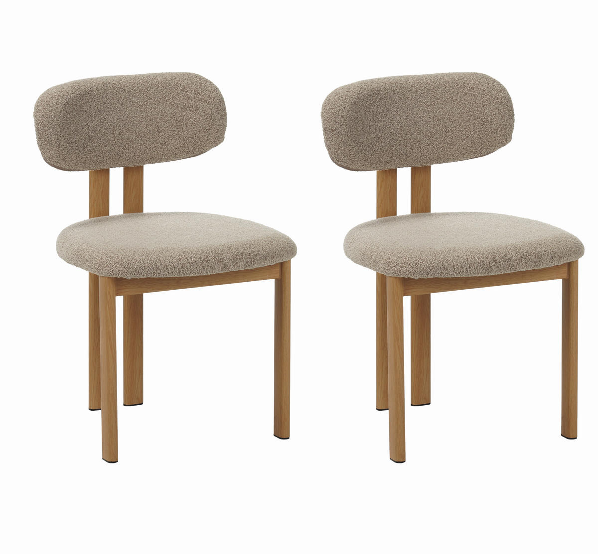 STUHL-SET 2 Stück  in Stahl Bouclé  - Sandfarben, MODERN, Textil/Metall (50/80/52cm) - Livetastic