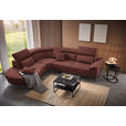 ECKSOFA in Velours Weinrot  - Weinrot/Schwarz, Design, Textil/Metall (264/299cm) - Novel