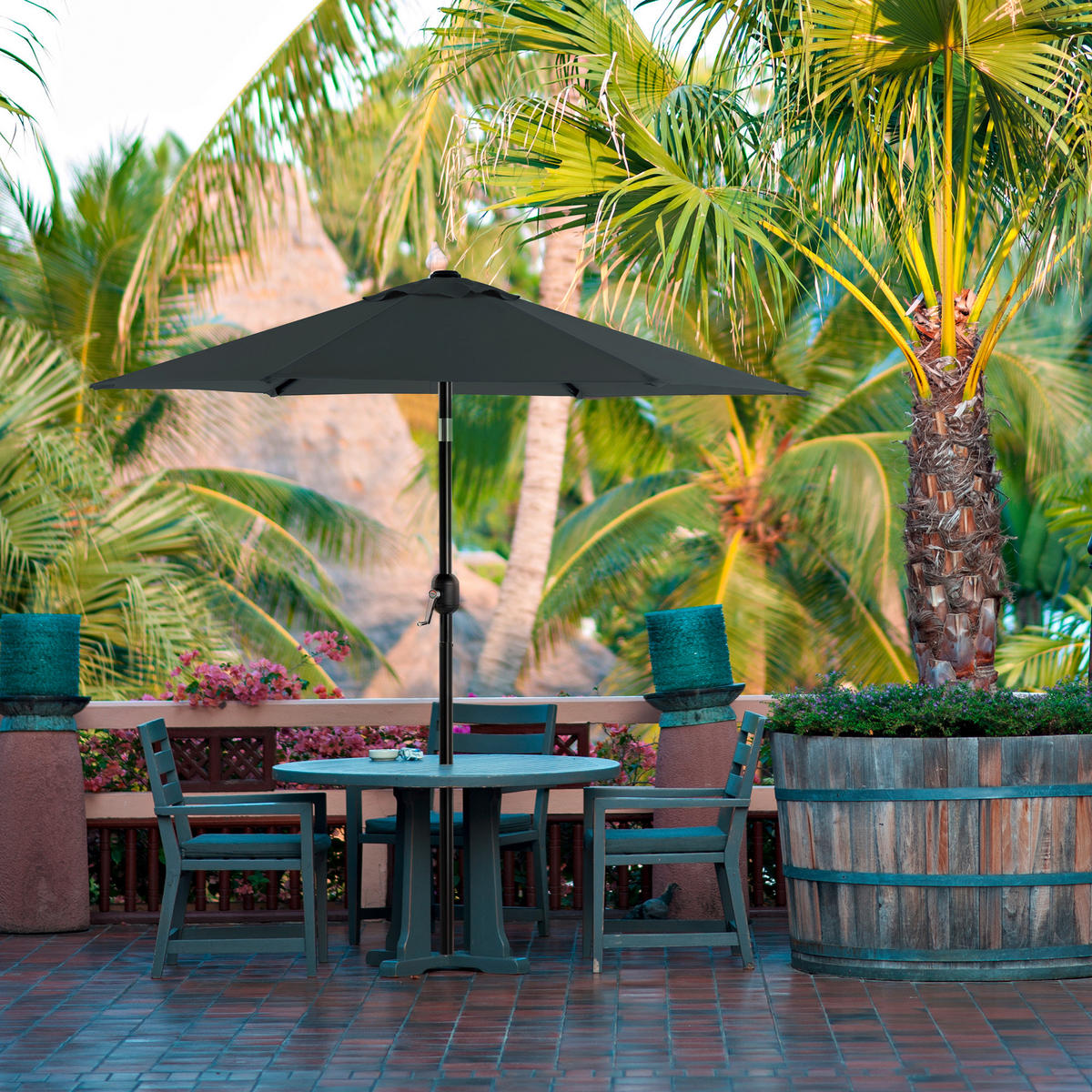 SLUNEČNÍK 200/200 cm - šedá/černá, Basics, kov/textil (200/200cm) - Modante