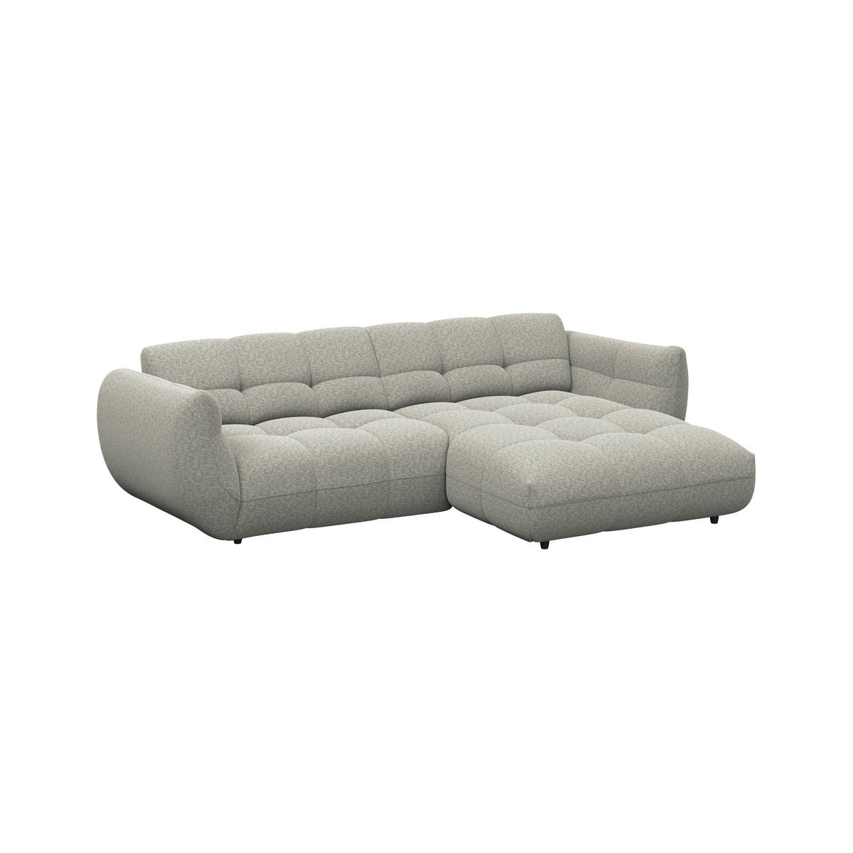 ECKSOFA Chenille Grau  - Schwarz/Grau, Trend, Kunststoff/Textil (280/178cm) - MID.YOU