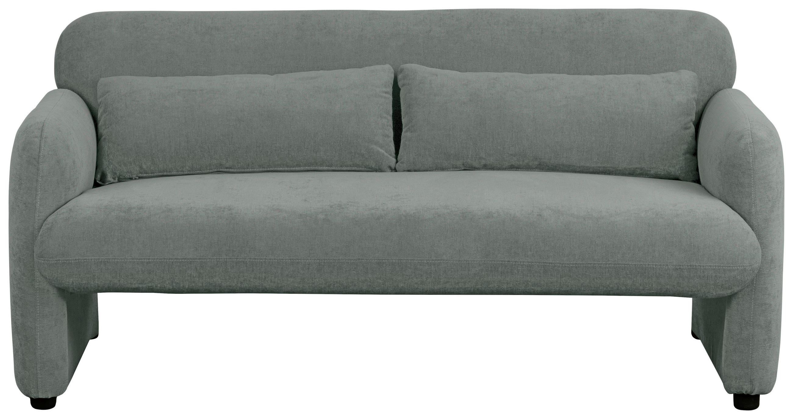 2-SITZER-SOFA MILA Samt Grau  - Schwarz/Grau, Design, Kunststoff/Textil (148/83/76cm) - MID.YOU