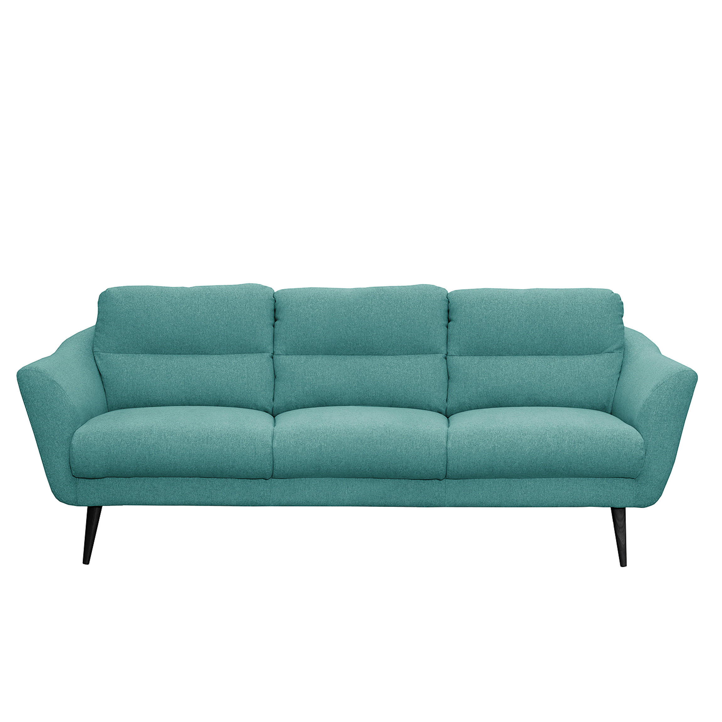 3-SITZER-SOFA in Webstoff Türkis  - Türkis/Schwarz, Design, Holz/Textil (209/87/88cm) - Livetastic