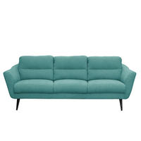 3-SITZER-SOFA in Webstoff Türkis  - Türkis/Schwarz, Design, Holz/Textil (209/87/88cm) - Livetastic