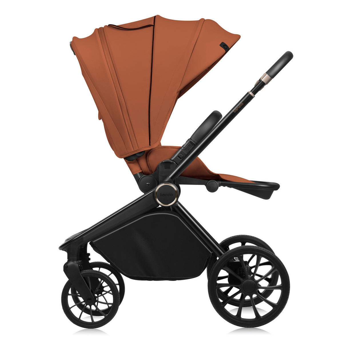 KINDERWAGENSET  Mika Plus 3 in 1  Brown Rust  - Cognac/Schwarz, Basics, Textil (93/62/110cm) - Lionelo