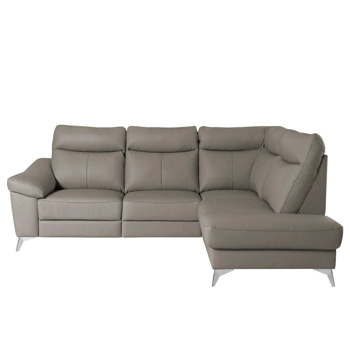 ECKSOFA Schlammfarben Echtleder Lederlook  - Chromfarben/Schlammfarben, Design, Leder/Textil (242/194cm) - Livetastic