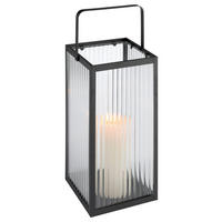 LATERNE - Schwarz, Trend, Glas/Metall (15/30/15cm) - Ambia Home