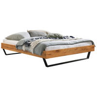 BETT 140/200 cm,  in Schwarz, Wildeiche  - Wildeiche/Schwarz, KONVENTIONELL, Holz/Metall (140/200cm) - Hasena