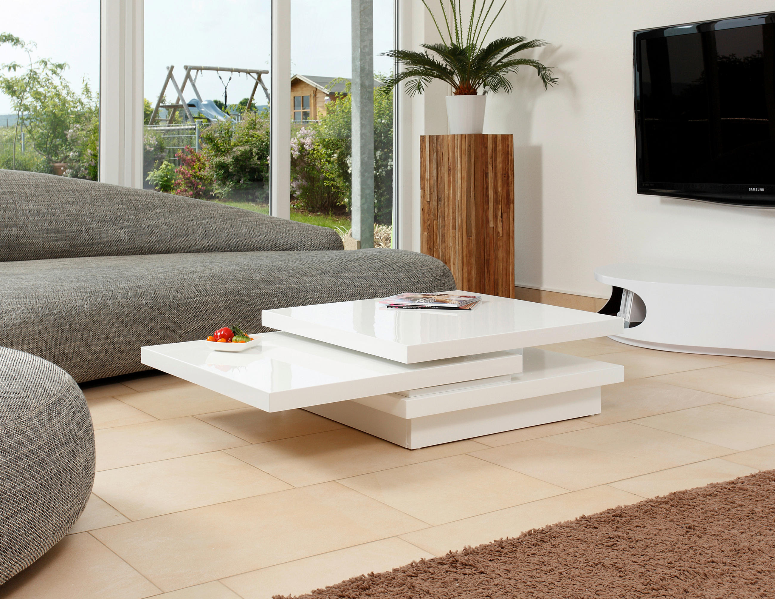 COUCHTISCH 120/80/30 cm rechteckig Weiß Hochglanz  - Weiß Hochglanz, Design, Holzwerkstoff (120/80/30cm) - Livetastic