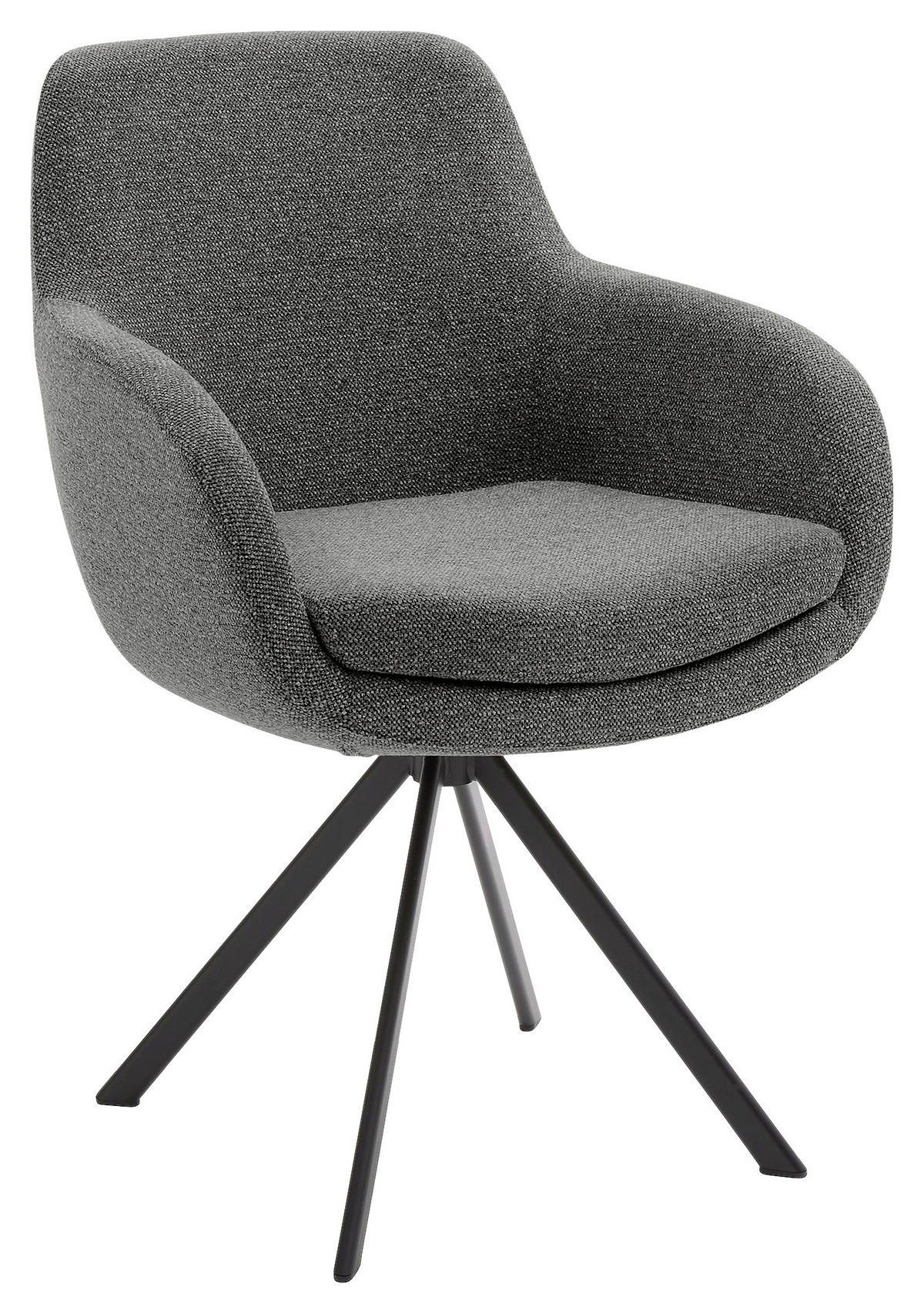 ARMLEHNSTUHL  in Eisen Webstoff  - Anthrazit/Schwarz, Design, Textil/Metall (62/86/66cm) - Musterring