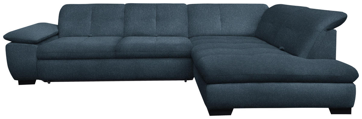 ECKSOFA in Flachgewebe Blau  - Blau/Schwarz, Design, Textil/Metall (313/242cm) - Xora