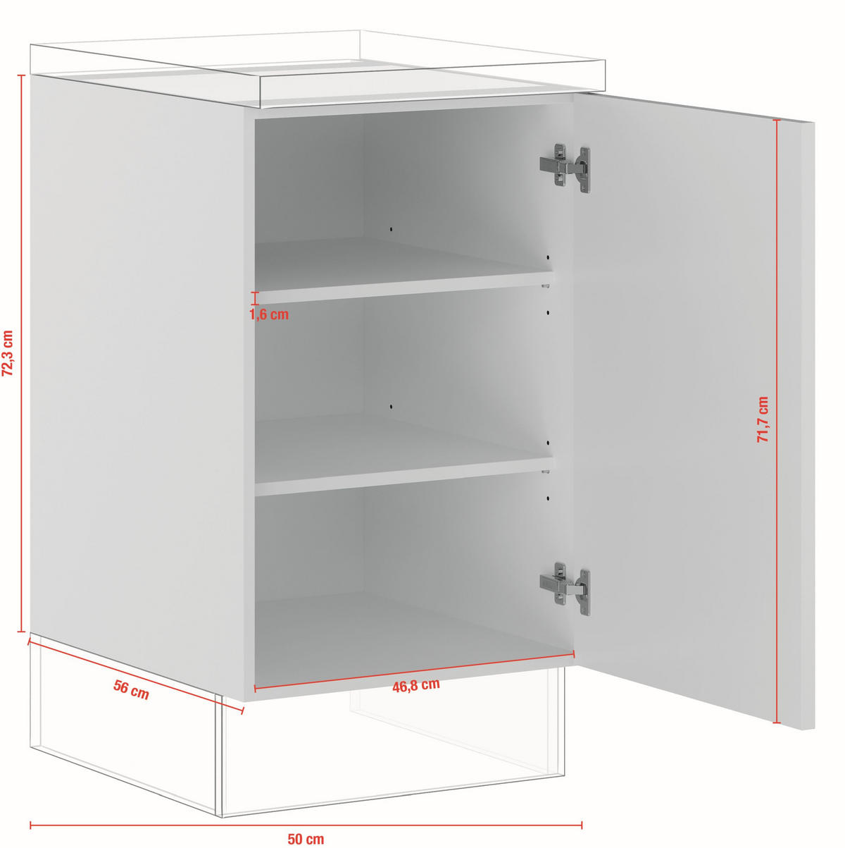 SCHUBKASTENUNTERSCHRANK 50/87,8/57,6 cm  in Weiß  - Edelstahlfarben/Weiß, Basics, Holzwerkstoff/Metall (50/87,8/57,6cm) - Impuls