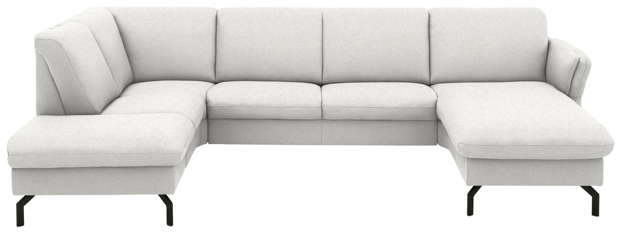 WOHNLANDSCHAFT Flachgewebe Alabasterfarben  - Alabasterfarben/Schwarz, Konventionell, Textil/Metall (190/307/170cm) - Beldomo Comfort