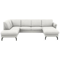 WOHNLANDSCHAFT Flachgewebe Alabasterfarben  - Alabasterfarben/Schwarz, Konventionell, Textil/Metall (190/307/170cm) - Beldomo Comfort