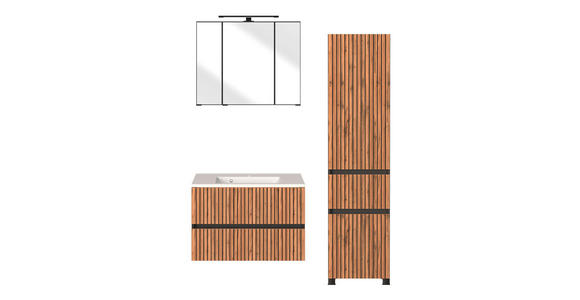 BADEZIMMER  in 120 cm  - Eiche Wotan/Graphitfarben, KONVENTIONELL, Glas/Holzwerkstoff (120cm) - Xora