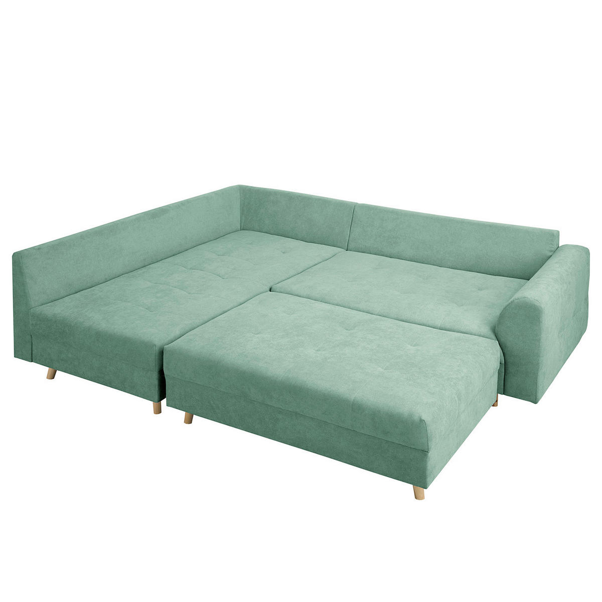 ECKSOFA inkl. Hocker Ariella in Mikrofaser Mintgrün  161/231 cm  - Naturfarben/Mintgrün, Design, Holz/Textil (161/231cm) - Livetastic