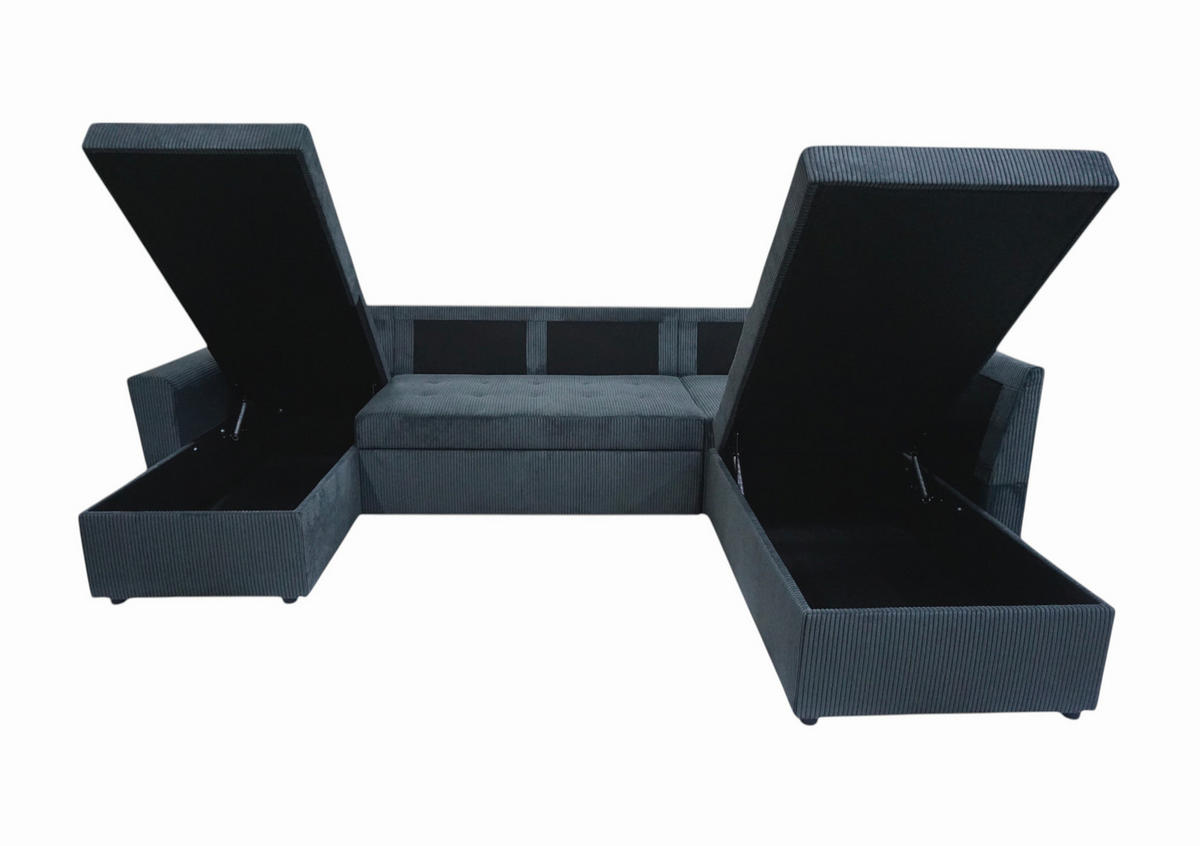 WOHNLANDSCHAFT TERMOLI Anthrazit Cord  - Anthrazit/Schwarz, Design, Kunststoff/Textil (212/297/155cm) - MID.YOU