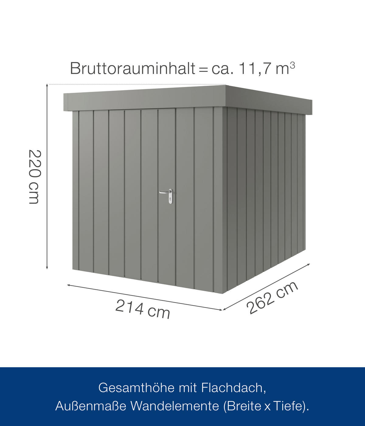 GERÄTEHAUS 229/220/277 cm  - Alufarben, Basics, Metall (229/220/277cm)