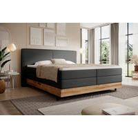 BOXSPRINGBETT 140/200 cm  in Anthrazit  - Anthrazit/Schwarz, Natur, Holz/Textil (140/200cm) - Valnatura
