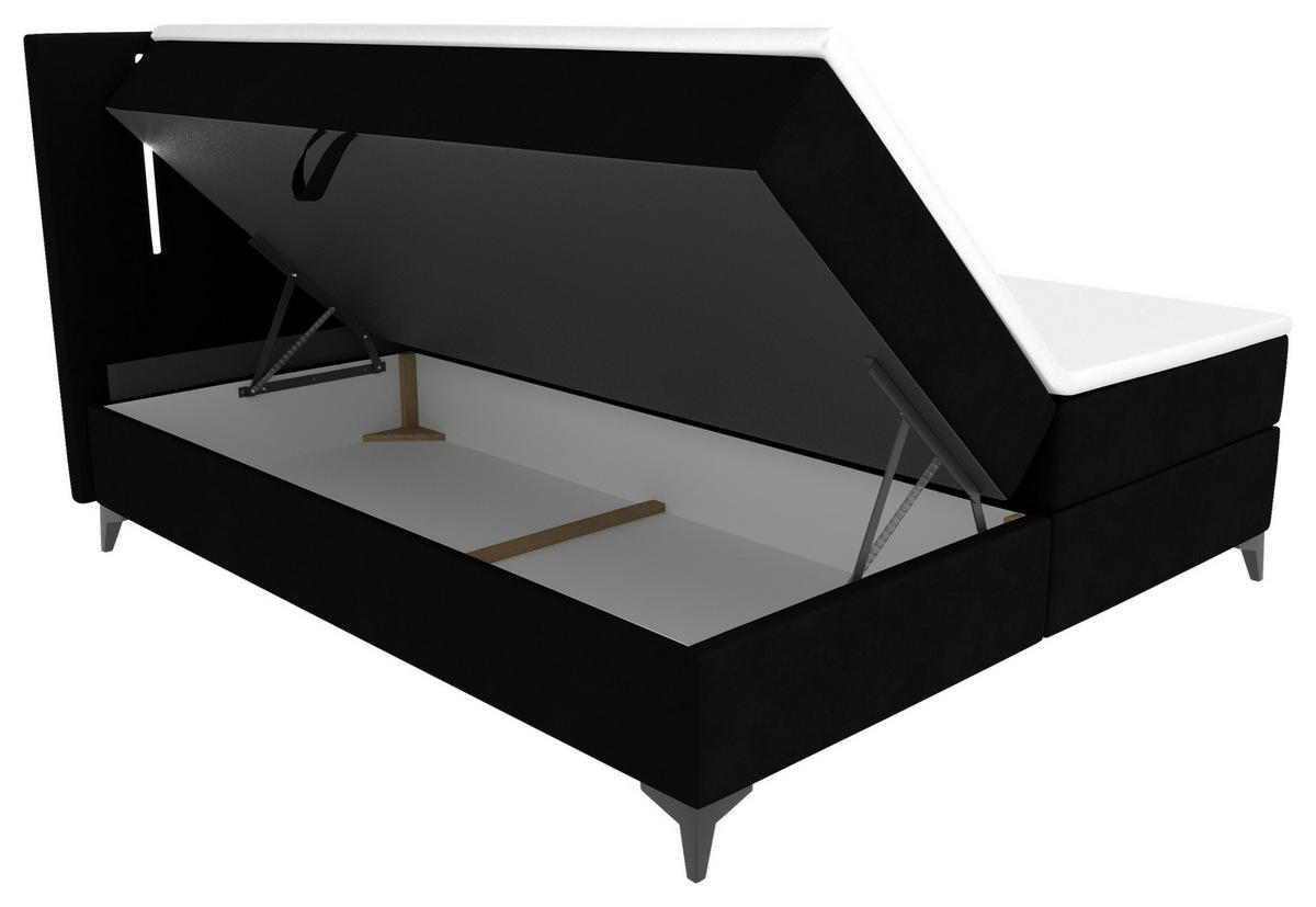 BOXBETT 180/200 cm  in Schwarz  - Schwarz, Konventionell, Textil/Metall (180/200cm) - Modante