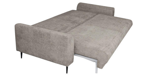 SCHLAFSOFA mit Liegefunktion, Schlafen auf Sitzhöhe, Rücken echt Chenille Greige - Greige/Schwarz, KONVENTIONELL, Textil/Metall (235/90/104cm) - Carryhome