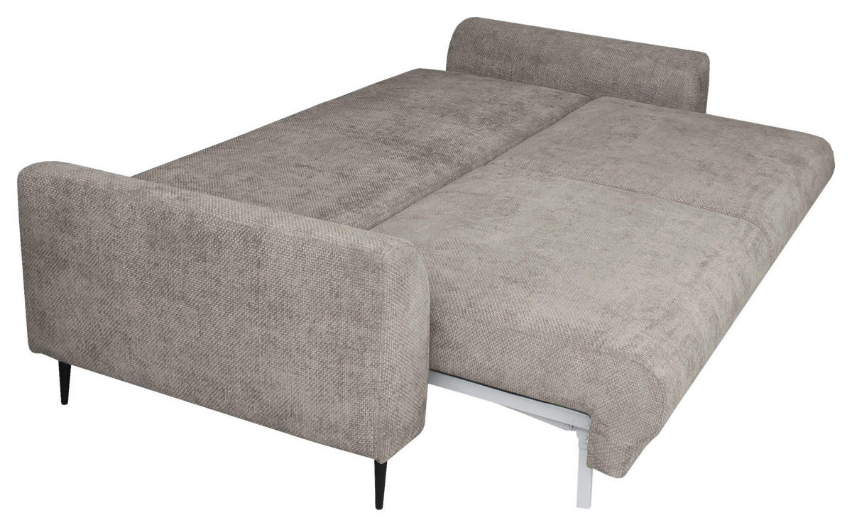 SCHLAFSOFA  mit Liegefunktion, Schlafen auf Sitzhöhe, Rücken echt Chenille Greige  - Greige/Schwarz, KONVENTIONELL, Textil/Metall (235/90/104cm) - Carryhome
