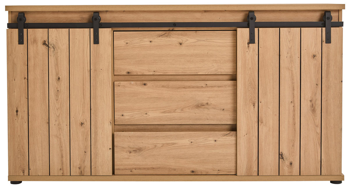 SIDEBOARD 160/86/40 cm  in Schwarz, Eichefarben  - Eichefarben/Schwarz, Lifestyle, Holzwerkstoff/Kunststoff (160/86/40cm) - Landscape