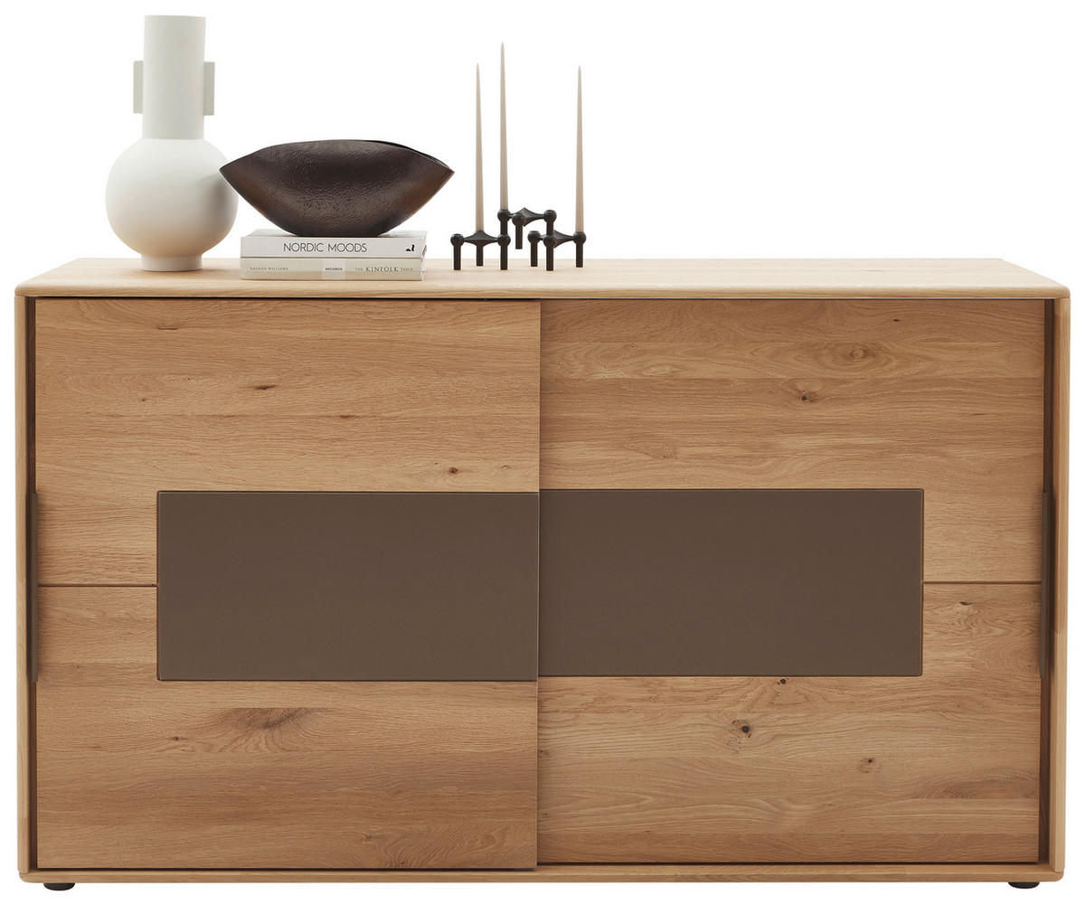 SIDEBOARD  in 164/95,8/44,2 cm  - Wildeiche/Schwarz, Natur, Glas/Holz (164/95,8/44,2cm) - Valnatura