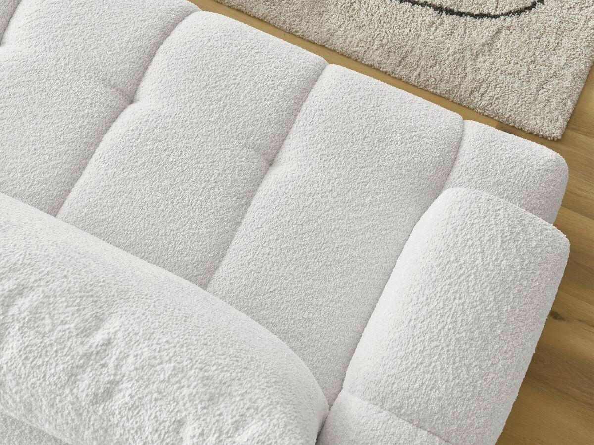 ECKSCHLAFSOFA FUJI Bouclé Weiß  inkl.  - Schwarz/Weiß, MODERN, Kunststoff/Textil (292/160cm)