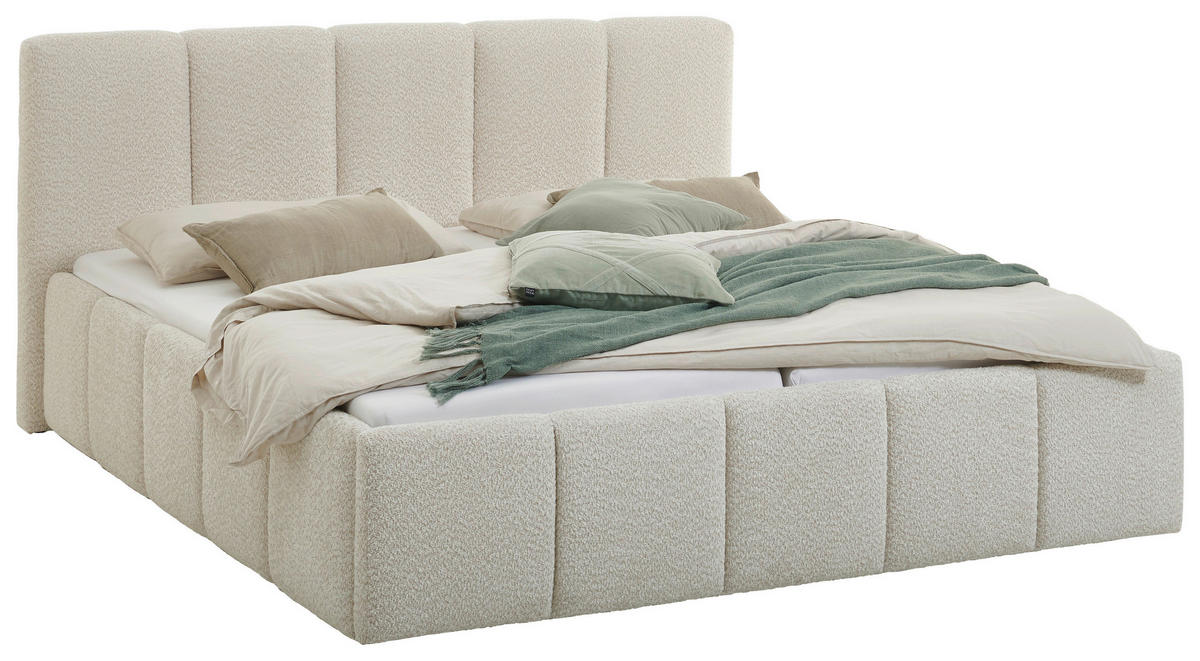 POLSTERBETT 180/200 cm  in Creme  - Creme/Schwarz, Design, Holz/Textil (180/200cm) - Xora