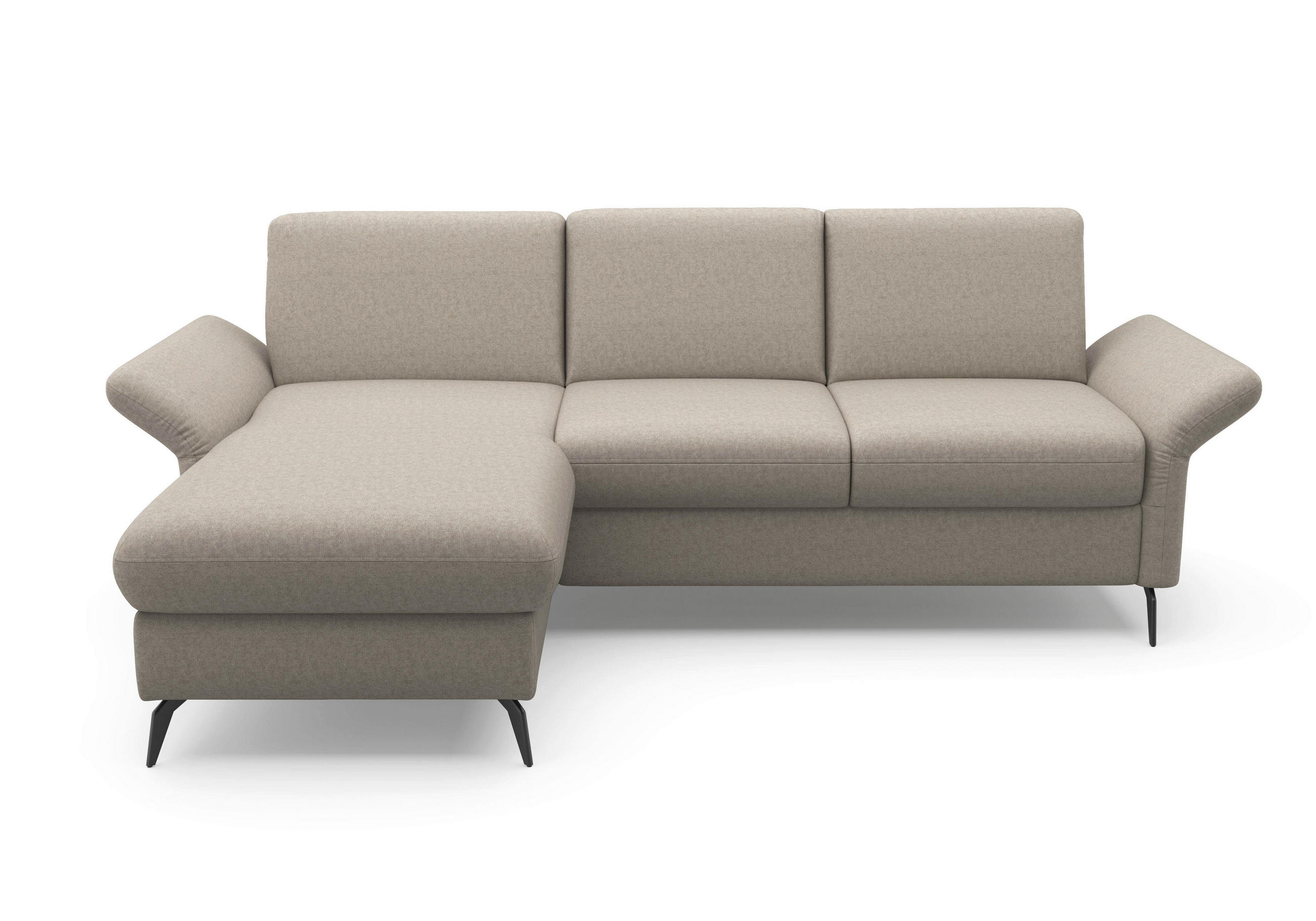 ECKSOFA ROCHELLE E Taupe Flachgewebe - Taupe/Schwarz, KONVENTIONELL, Textil/Metall (164/251cm) - Sit & More