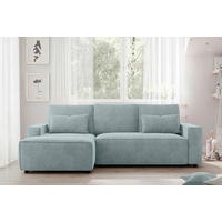 ECKSCHLAFSOFA  mit Rücken echt Chenille Mintgrau  - Mintgrau/Schwarz, MODERN, Kunststoff/Textil (154/247cm) - Livetastic