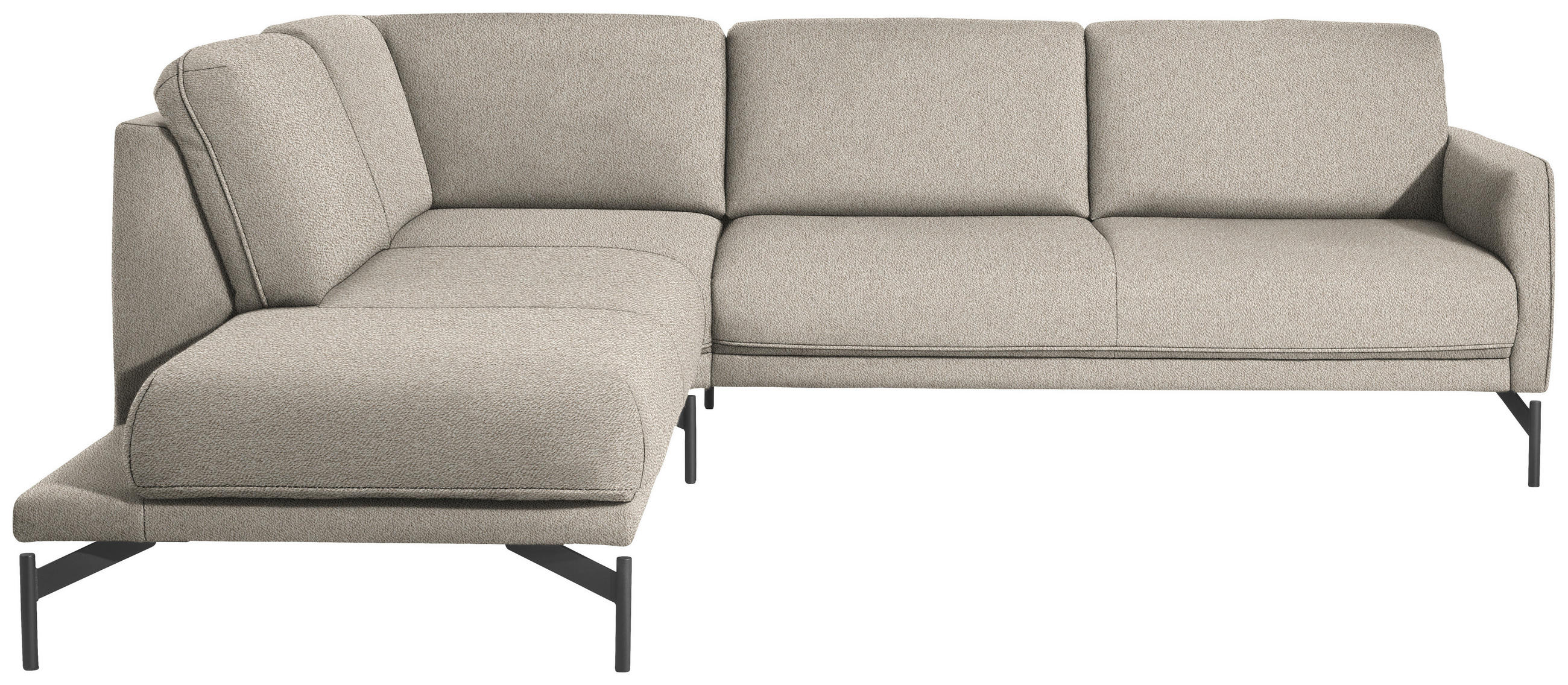 ECKSOFA in Struktur, Flachgewebe Beige  - Anthrazit/Beige, Design, Textil/Metall (230/254cm) - Johann Jakob