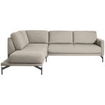 ECKSOFA in Flachgewebe, Struktur Beige  230/254 cm  - Anthrazit/Beige, Design, Textil/Metall (230/254cm) - Johann Jakob