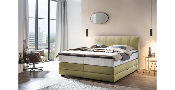 BOXSPRINGBETT 160/200 cm in Olivgrün - Wengefarben/Olivgrün, KONVENTIONELL, Holz/Textil (160/200cm) - Novel