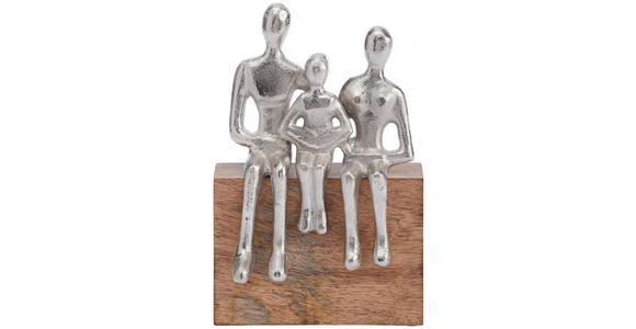 SKULPTUR - Silberfarben/Braun, LIFESTYLE, Holz/Metall (18/25/8cm) - Ambia Home