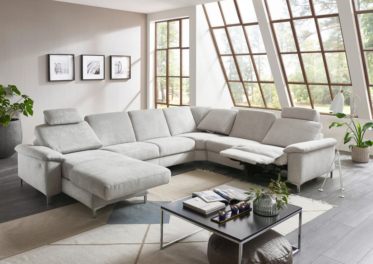 WOHNLANDSCHAFT in Chenille Silberfarben, Hellgrau  - Silberfarben/Hellgrau, Design, Textil/Metall (265/333/170cm) - Dieter Knoll