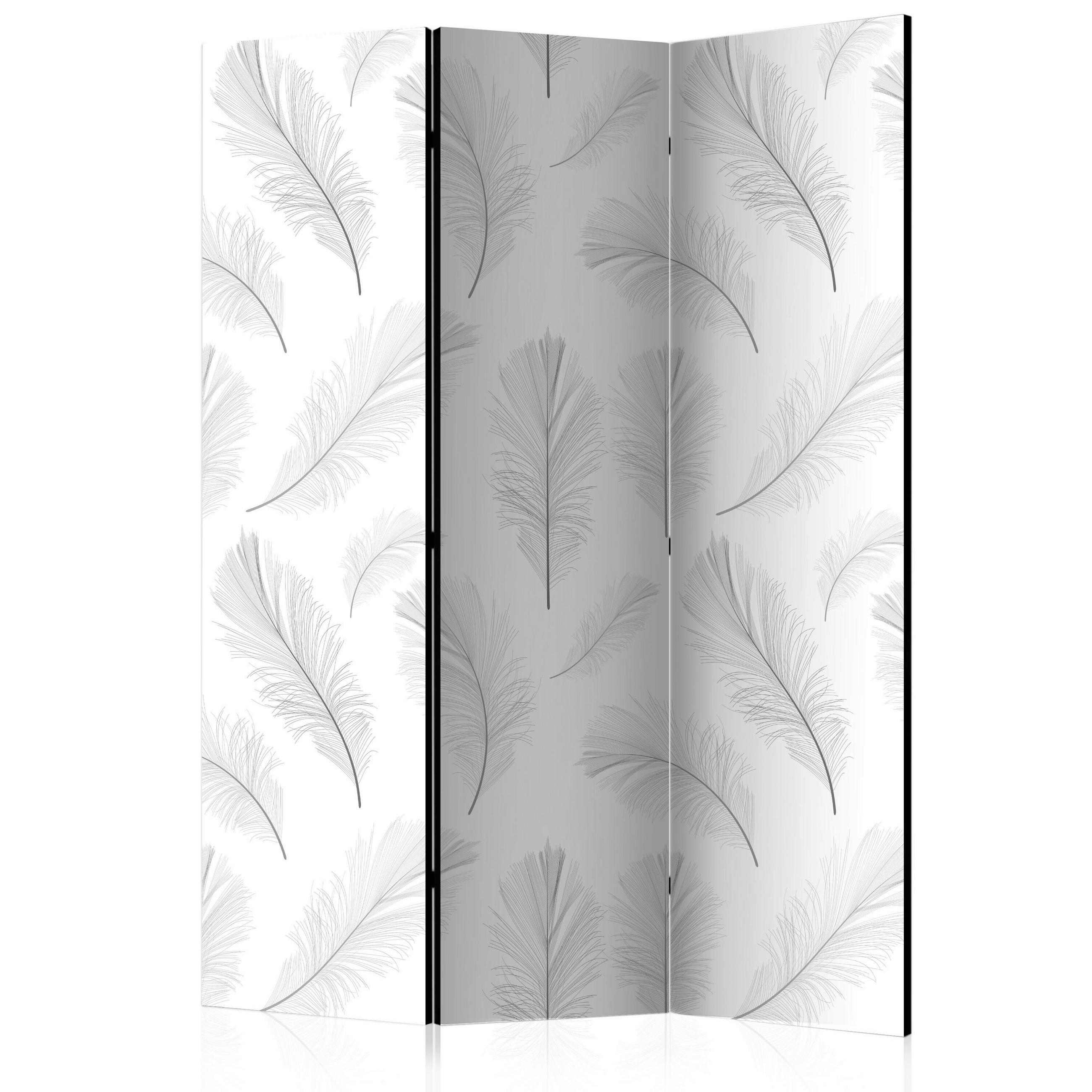 PARAVENT mit 3  Flügel - Hellgrau/Weiß, Basics, Holz/Textil (135/172/3cm) - artgeist
