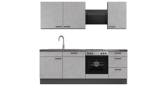 KÜCHENBLOCK 230 cm   in Graphitfarben, Hellgrau  - Dunkelgrau/Hellgrau, MODERN, Holzwerkstoff/Metall (230cm) - Xora