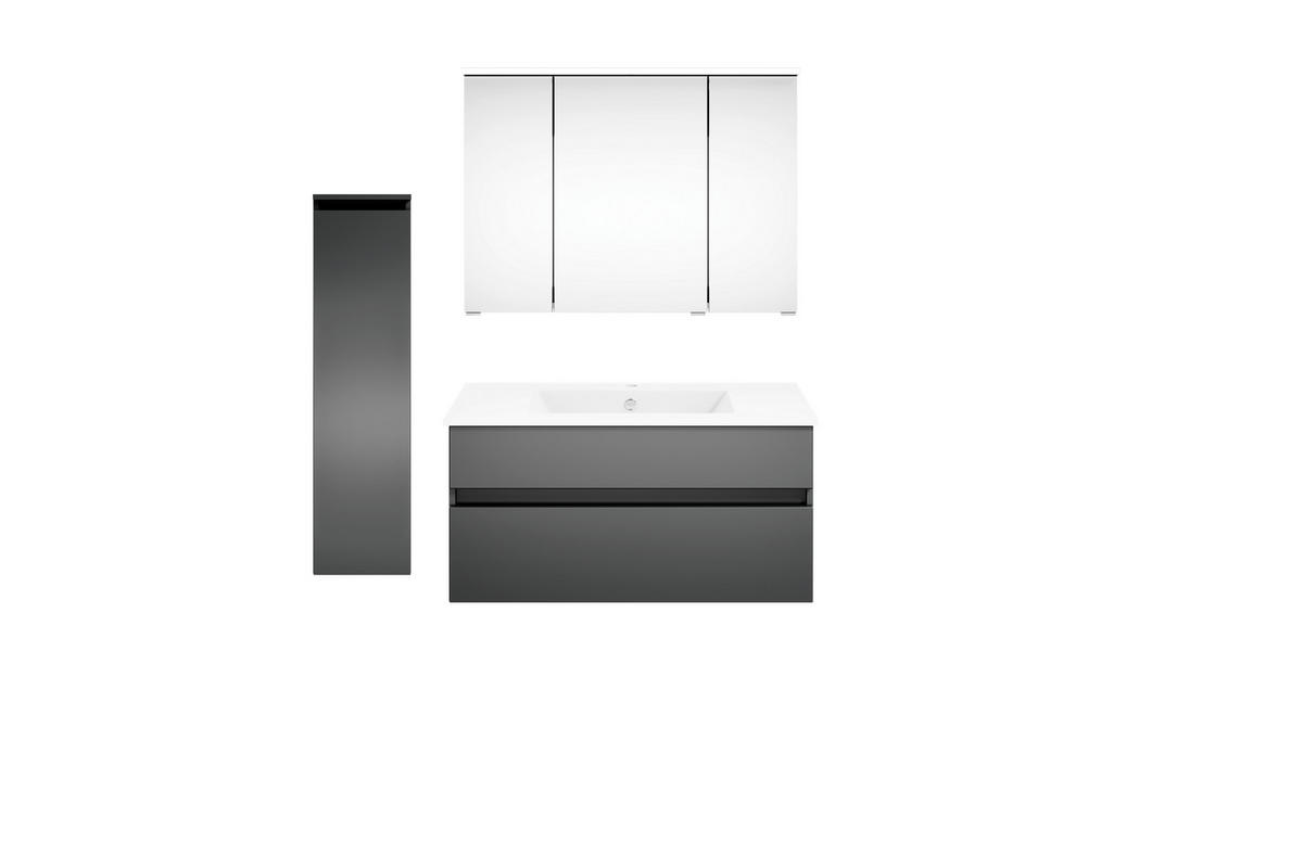 BADEZIMMER 120 cm  - Weiss/Dunkelgrau, Konventionell, Keramik/Holzwerkstoff (120cm) - Puris