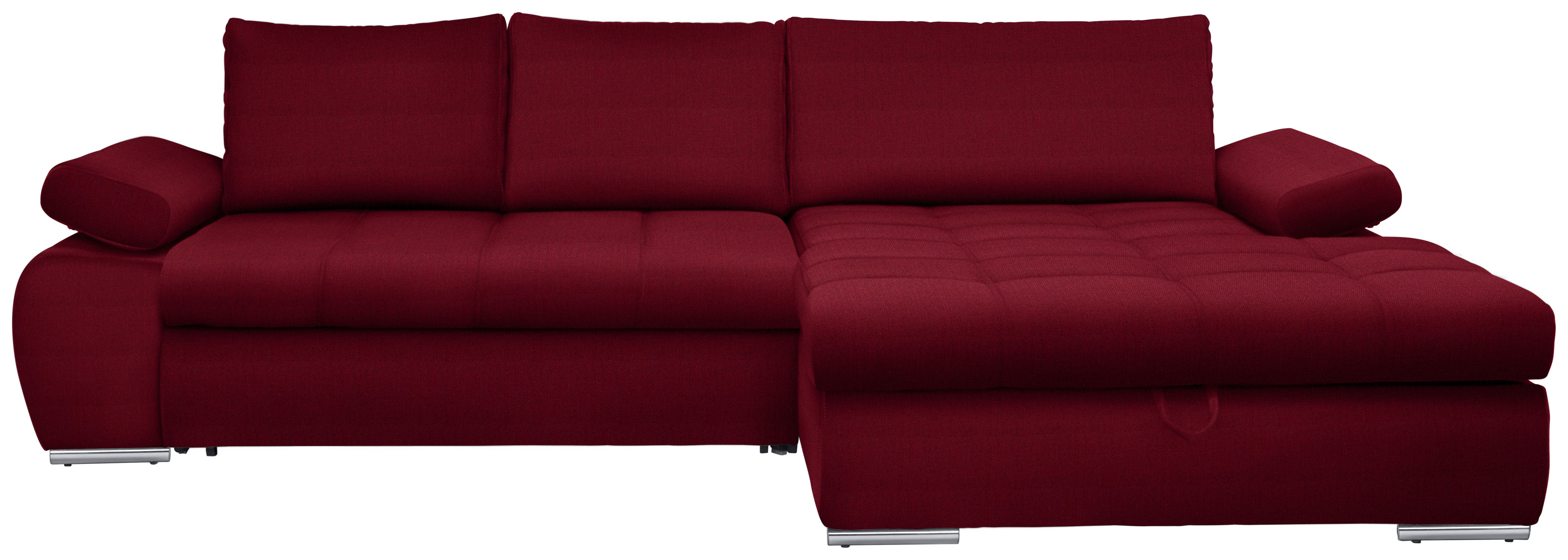 WOHNLANDSCHAFT Rot Flachgewebe  - Chromfarben/Rot, Design, Kunststoff/Textil (294/173cm) - Carryhome