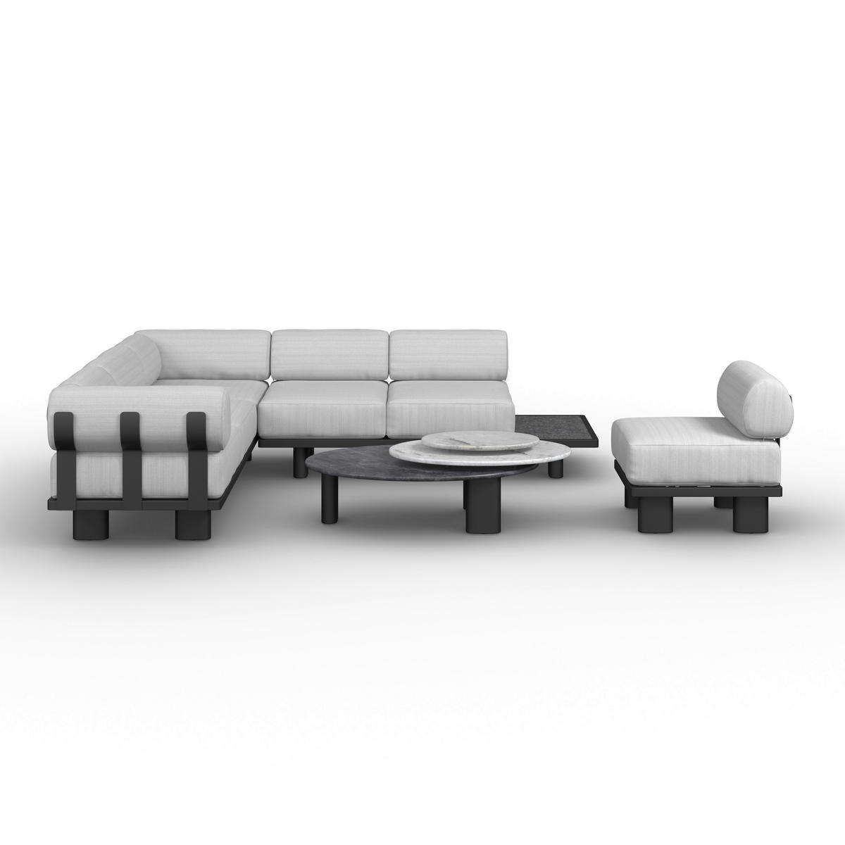 BAŠTENSKA GARNITURA 4 dela  - tamnosiva/siva, Moderno, metal/tekstil - Bessagi Garden