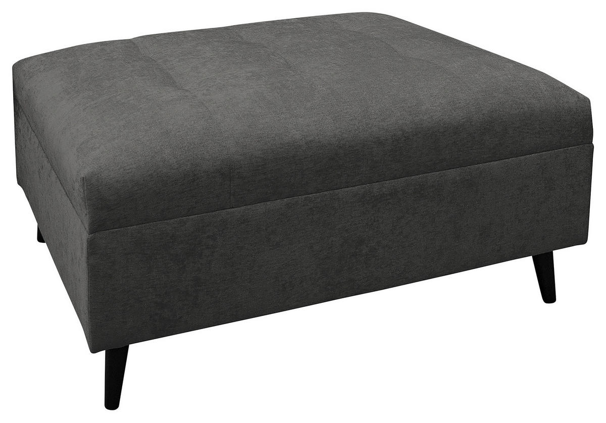 Ecksofa inkl. Hocker in Flachgewebe Grau  - Schwarz/Grau, Design, Holz/Textil (247/174cm) - MID.YOU