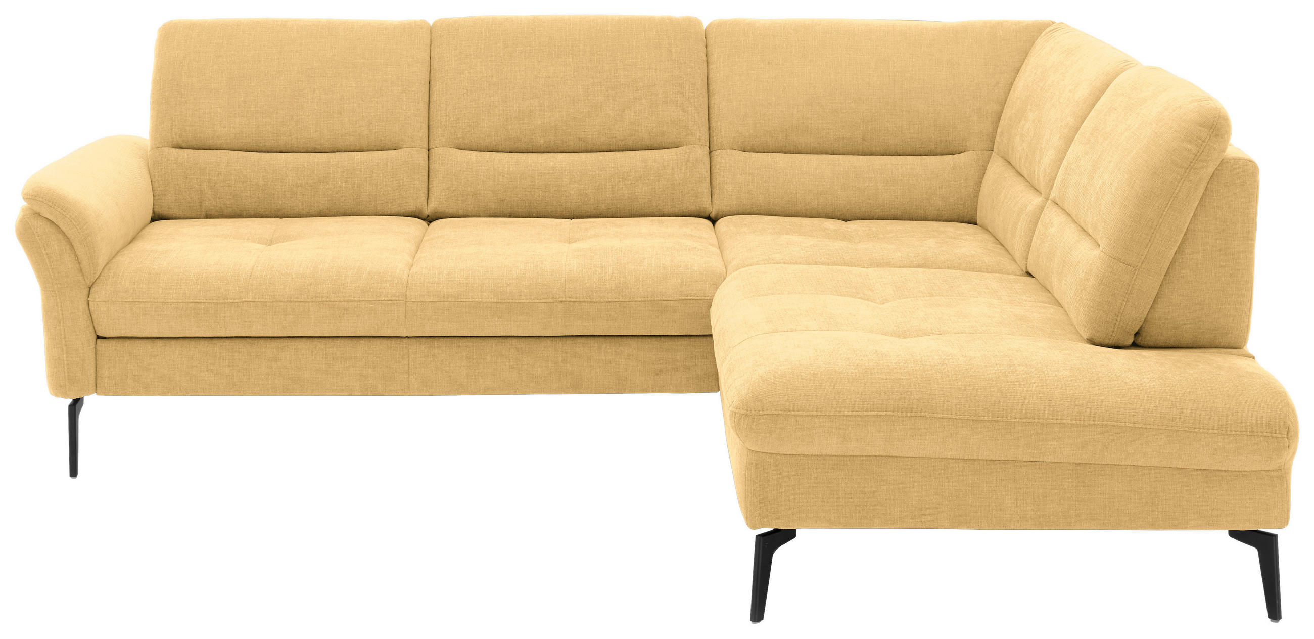 ECKSOFA in Webstoff Gelb  - Gelb/Schwarz, Design, Textil/Metall (256/206cm) - Beldomo System