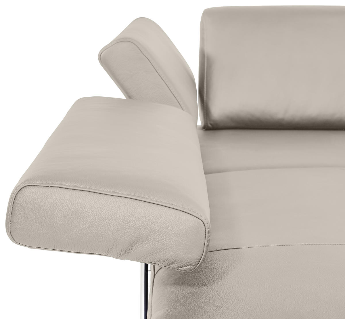 ECKSOFA in Echtleder Hellgrau  - Hellgrau, Design, Leder/Metall (237/295cm) - Joop!