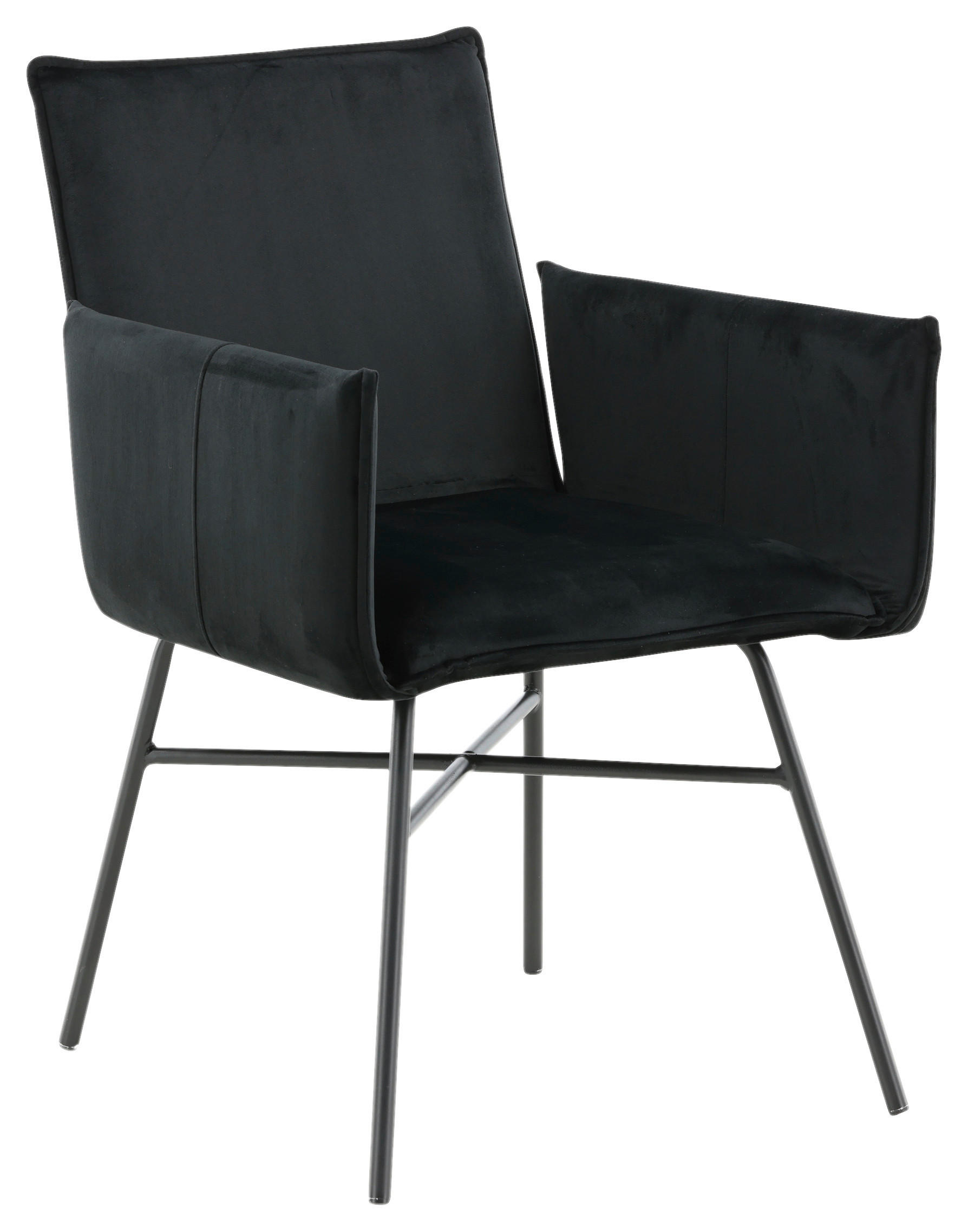 STUHL Samt Schwarz  - Schwarz, Design, Textil/Metall (57/87/60cm) - Livetastic