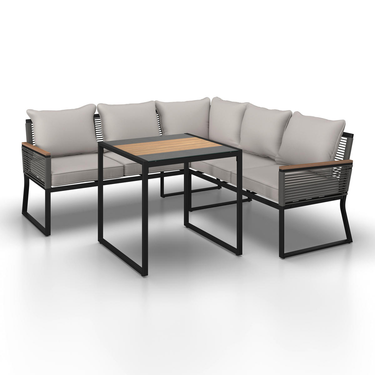 BAŠT. GARNITURA ZA RUČAVANJE 2 dela  - prirodna boja/svetlosiva, Moderno, staklo/metal (181/73/65cm) - Bessagi Garden